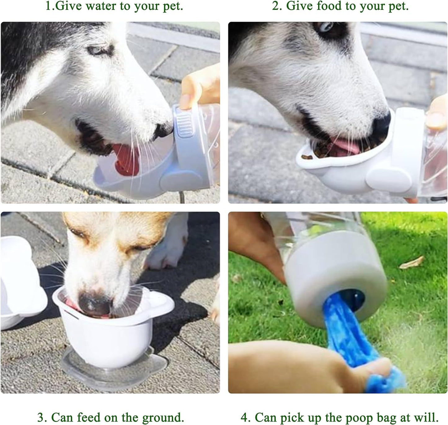 3 In 1 Pet Water Bottle Outdoor Portable Dog Water Bottle