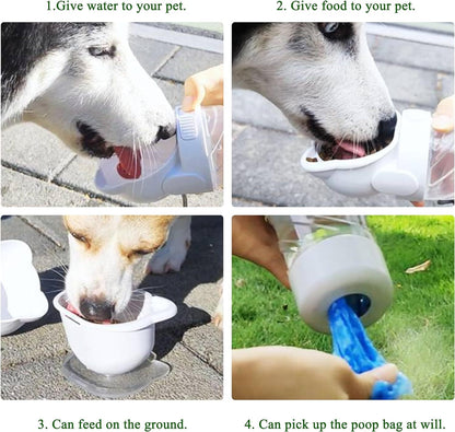 3 In 1 Pet Water Bottle Outdoor Portable Dog Water Bottle