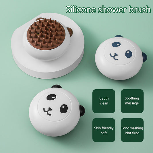 Bathroom Silicone Pet Cat And Dog Shower Soft Bristled Brush Panda Shape