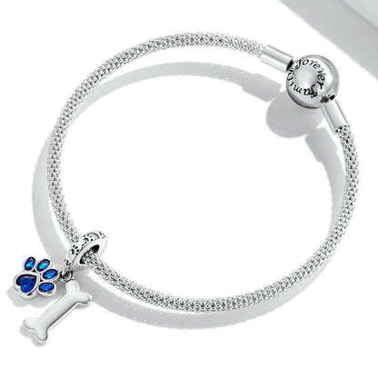 Blue Zircon Cute Pet Cat And Dog Paw Print Pendant Accessories